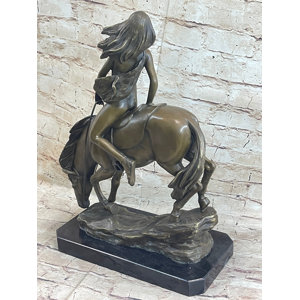 Canora Grey Tatayana Lady Godiva Nude Girl on Horseback Bronze Statue